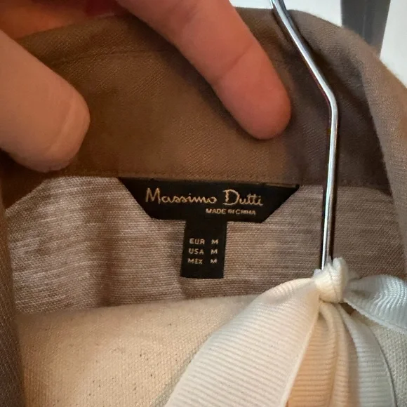 Massimo Dutti Tan/Brown Belted Midi Dress Size M - Picture 3 of 4